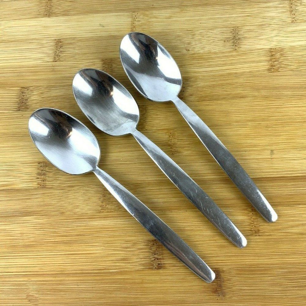 Oneida Leda 3 Oval Soup Spoons 18/10 Stainless Steel Replacement Flatware